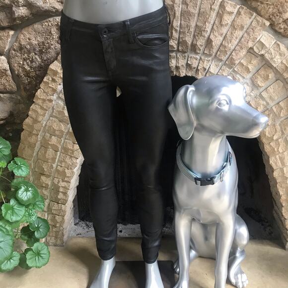 Lucky Brand Brooke Legging Jean Coated Black Women's Size 0/25, Inseam: 29 - Picture 2 of 7